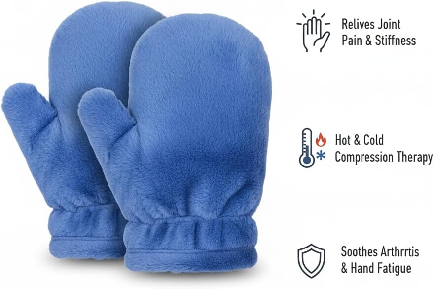 Herbal Concepts Hot & Cold Therapy Set – Eye Mask, Neck Wrap, Mittens & Booties with 12 Herb Aromatherapy Blend for Stress & Pain Relief – Soft Minky Fabric, Reusable, Comfortable (Blue)