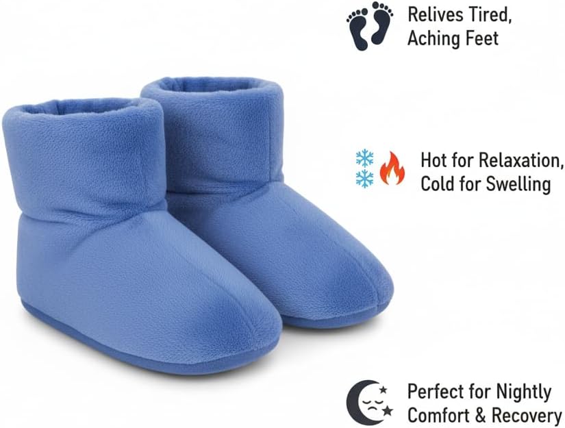 Herbal Concepts Hot & Cold Therapy Set – Eye Mask, Neck Wrap, Mittens & Booties with 12 Herb Aromatherapy Blend for Stress & Pain Relief – Soft Minky Fabric, Reusable, Comfortable (Blue)