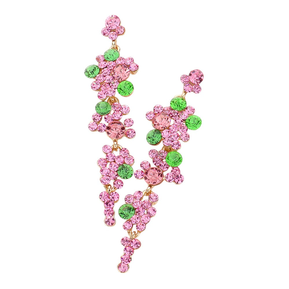 Women's Bubble Stone Cluster Dangle Evening Earrings