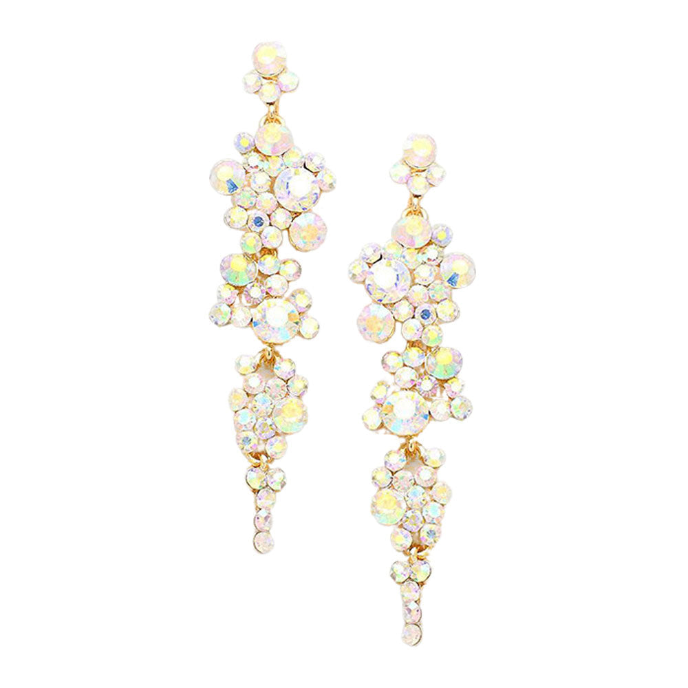 Women's Bubble Stone Cluster Dangle Evening Earrings